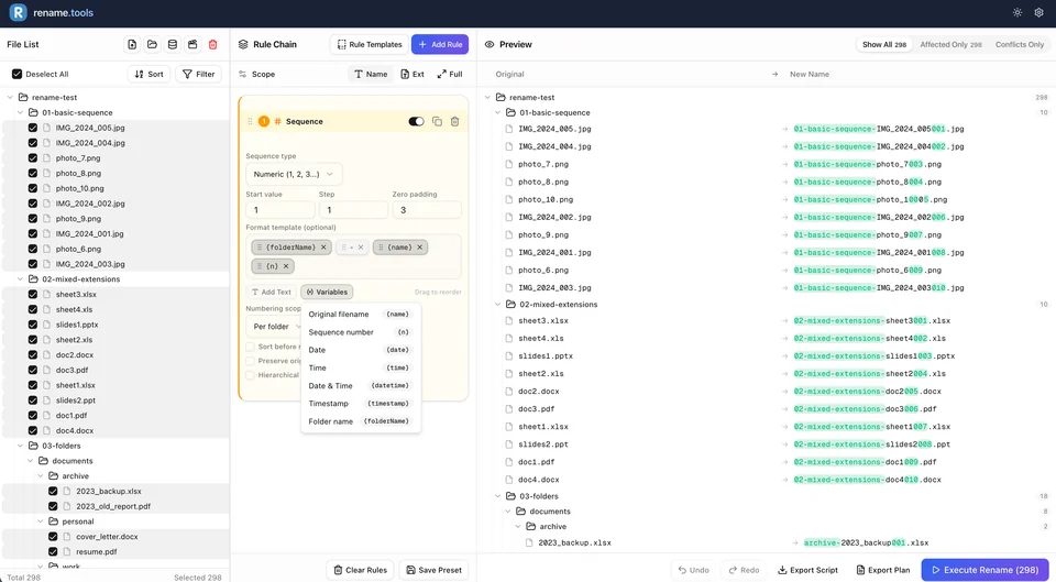 Rename.Tools Rule Chain Interface